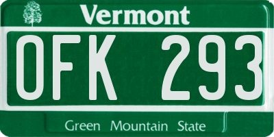 VT license plate OFK293