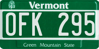 VT license plate OFK295
