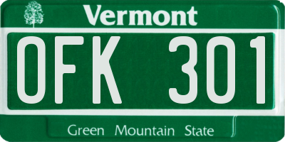 VT license plate OFK301