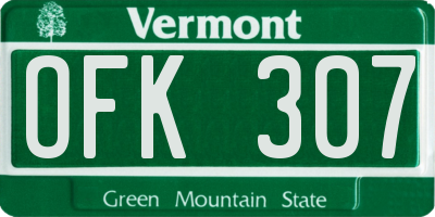 VT license plate OFK307