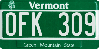 VT license plate OFK309