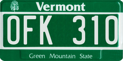 VT license plate OFK310