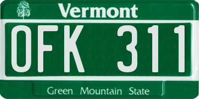 VT license plate OFK311