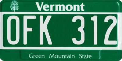 VT license plate OFK312