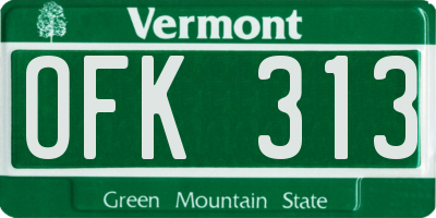 VT license plate OFK313