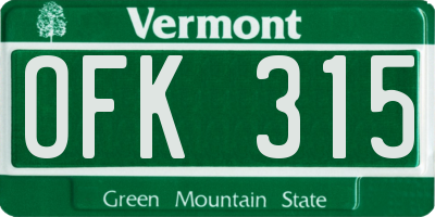 VT license plate OFK315