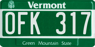 VT license plate OFK317