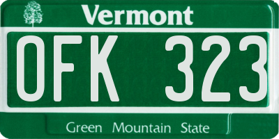 VT license plate OFK323