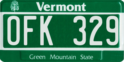 VT license plate OFK329