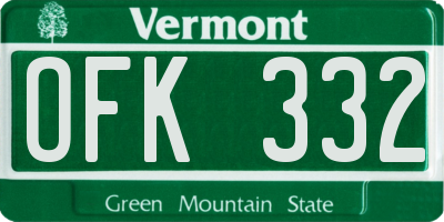 VT license plate OFK332
