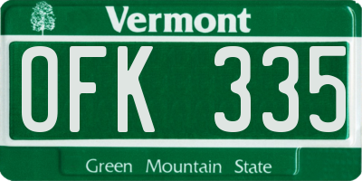 VT license plate OFK335