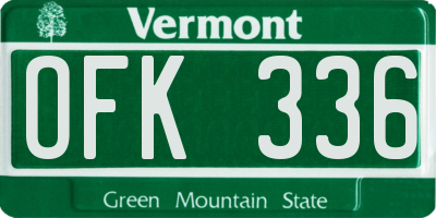 VT license plate OFK336