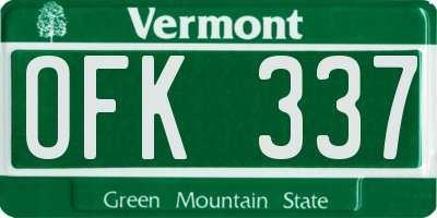 VT license plate OFK337