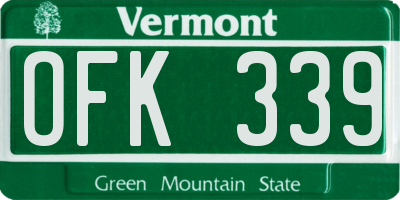 VT license plate OFK339