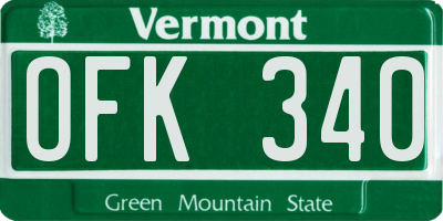 VT license plate OFK340