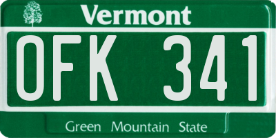 VT license plate OFK341