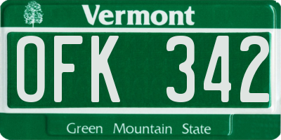 VT license plate OFK342