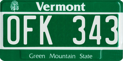 VT license plate OFK343