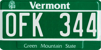 VT license plate OFK344
