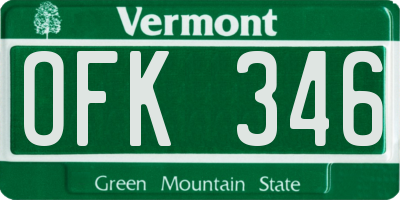 VT license plate OFK346