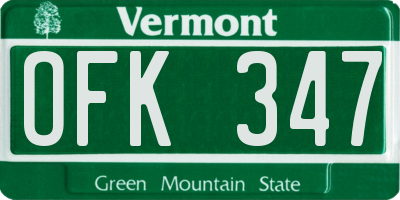 VT license plate OFK347