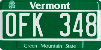 VT license plate OFK348