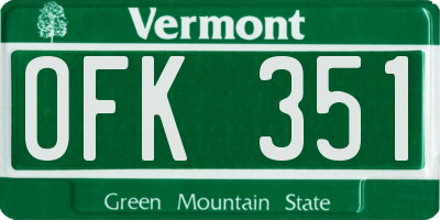 VT license plate OFK351