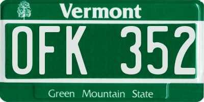 VT license plate OFK352