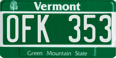 VT license plate OFK353