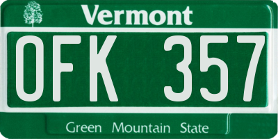 VT license plate OFK357