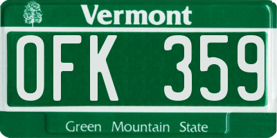 VT license plate OFK359