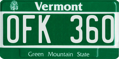 VT license plate OFK360