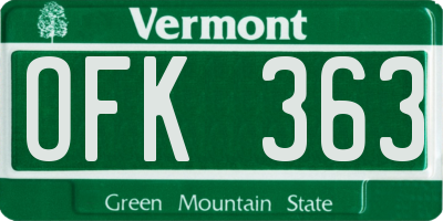 VT license plate OFK363