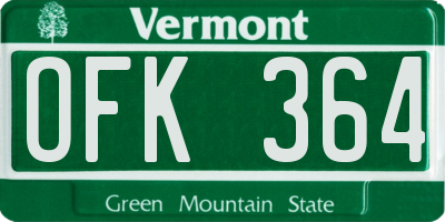 VT license plate OFK364