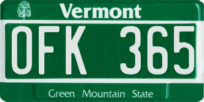 VT license plate OFK365