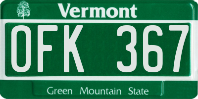 VT license plate OFK367