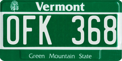 VT license plate OFK368