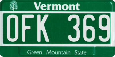 VT license plate OFK369