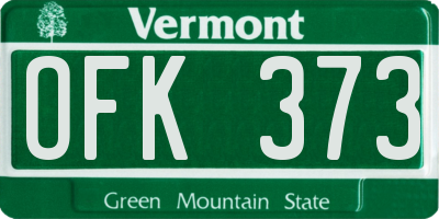 VT license plate OFK373