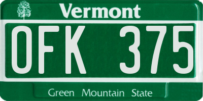 VT license plate OFK375