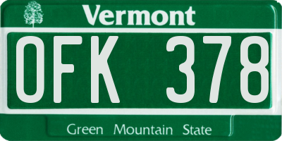 VT license plate OFK378