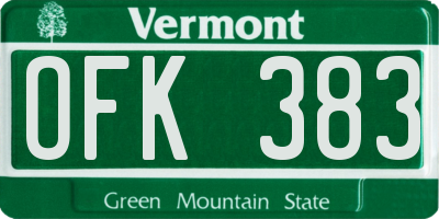 VT license plate OFK383