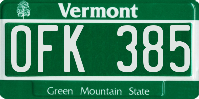 VT license plate OFK385