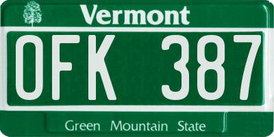 VT license plate OFK387