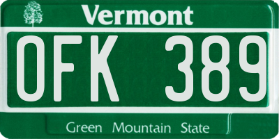 VT license plate OFK389
