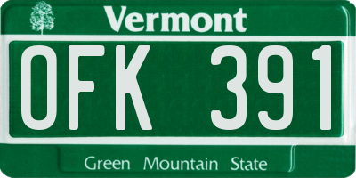VT license plate OFK391