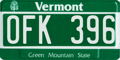 VT license plate OFK396