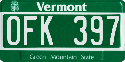 VT license plate OFK397