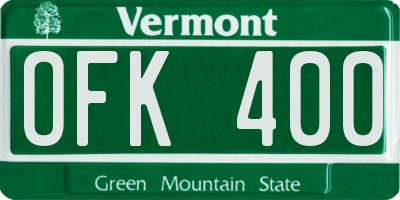 VT license plate OFK400
