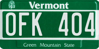 VT license plate OFK404